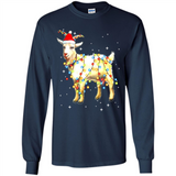 Christmas Lights Goat Wearing Santa Hat Funny Xmas - Long Sleeve T-Shirt