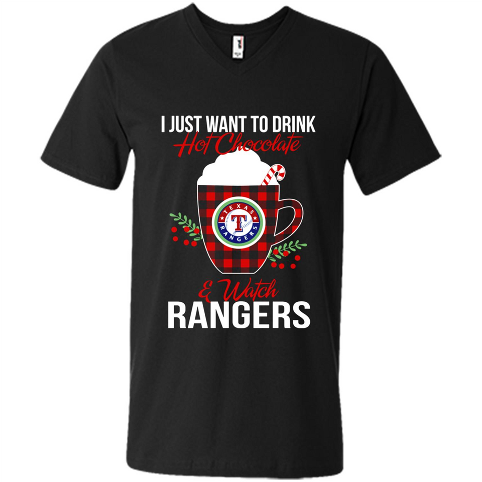 I Just Want To Drink Hot Chocolate & Watch Texas Rangers Ugly Christmas Sweater PINGPONG