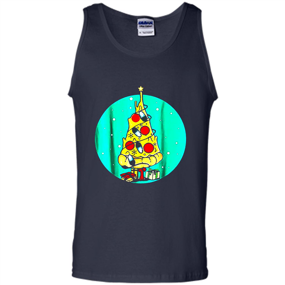 Funny Pizza Ugly Christmas Sweater Xmas Pizza Tree - Tank Top