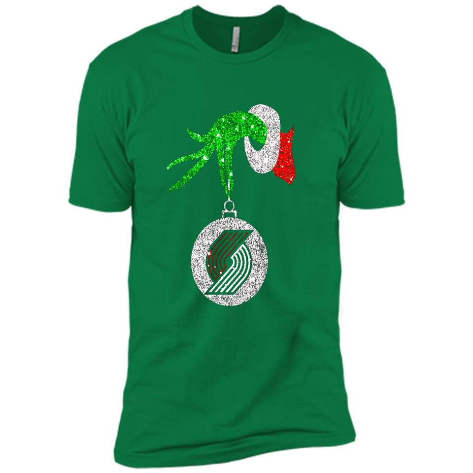 Amazing shirt Portland Trail Blazers Glitter Grinch Monogram Ornament Christmas - Premium Short Sleeve T-Shirt