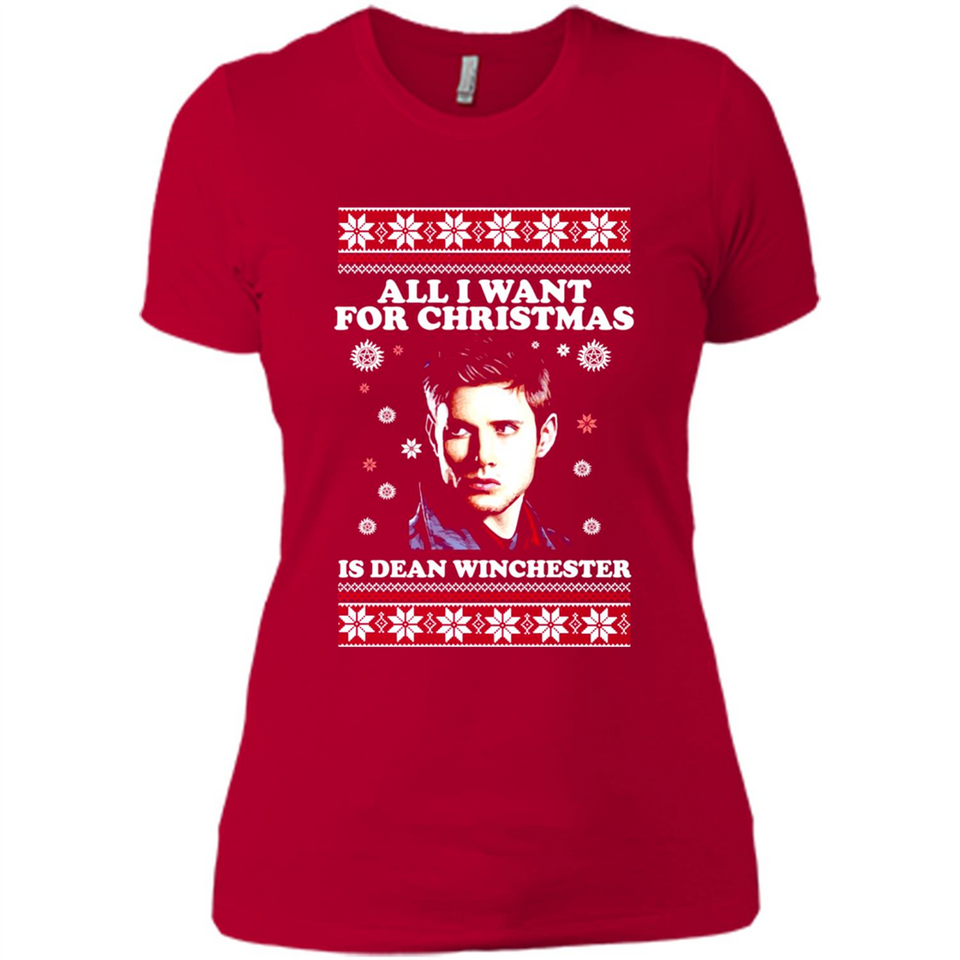 All I want for Christmas is Dean Winchester sweater - Ladies' Boyfriend T-Shirt