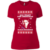 All I want for Christmas is Dean Winchester sweater - Ladies' Boyfriend T-Shirt