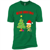 Meow merry christmas- cat and pine merry christmas - Premium Short Sleeve T-Shirt
