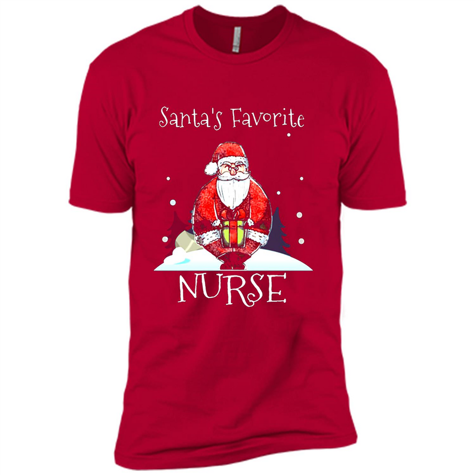 Funny Christmas Nurse Shirt, Santa_s Favorite Nurse - Premium Short Sleeve T-Shirt
