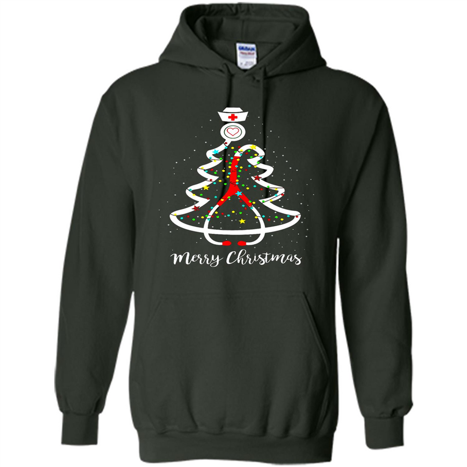Christmas tree Nurse merry Christmas - Hoodie