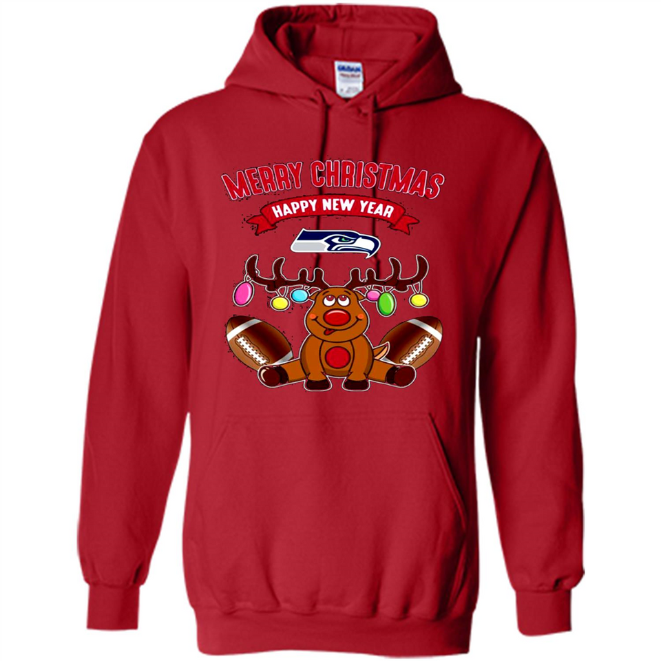Seattle Seahawks NFL Reindeer Funny Merry Christmas And Happy New Year