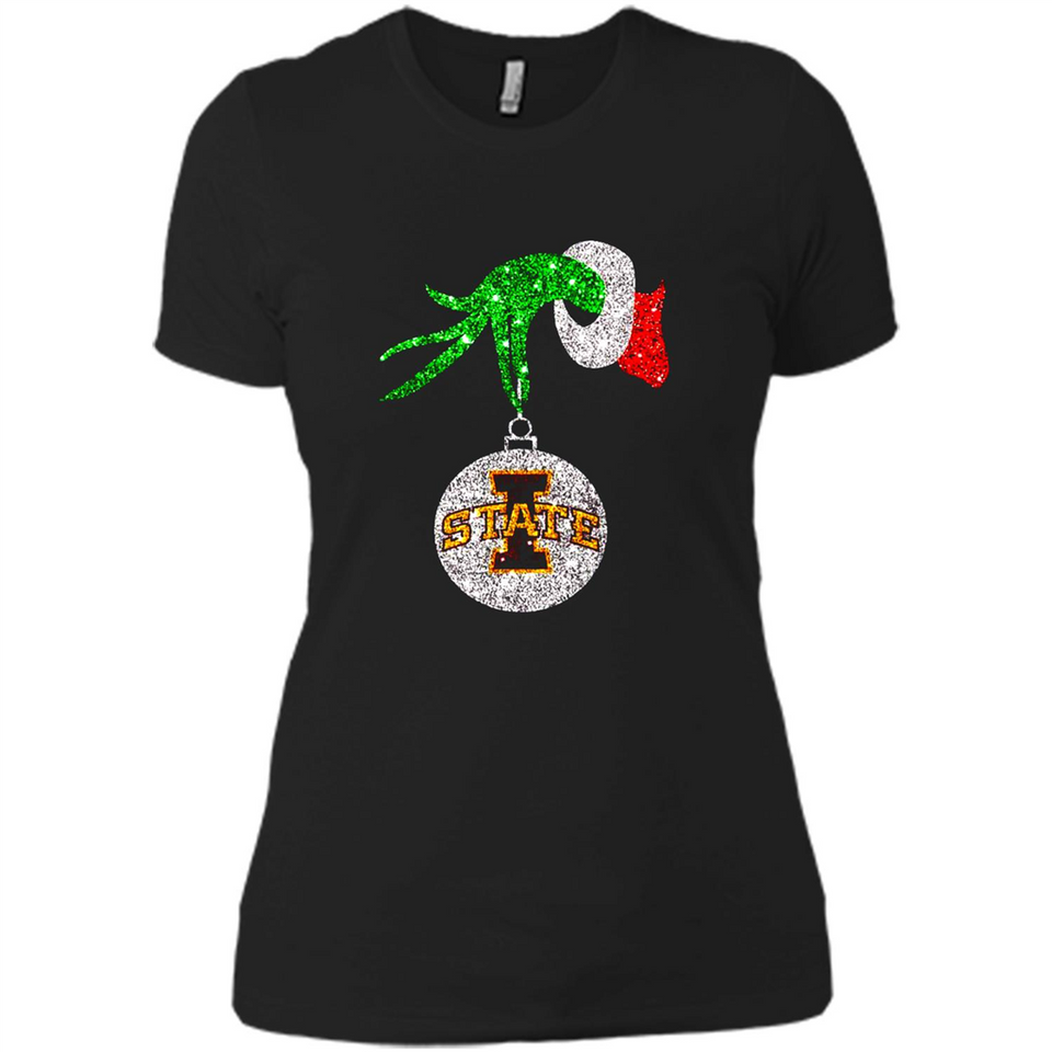 Amazing Iowa State Cyclones Glitter Grinch Monogram Ornament Christmas Gift - Ladies' Boyfriend T-Shirt
