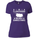 Flowerhorn Christmas T-shirt, Ugly Christmas Sweater - Ladies' Boyfriend T-Shirt