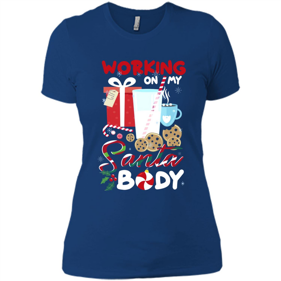 Working On My Santa Body Funny Christmas Gift Sleeve Xmas - Ladies' Boyfriend T-Shirt