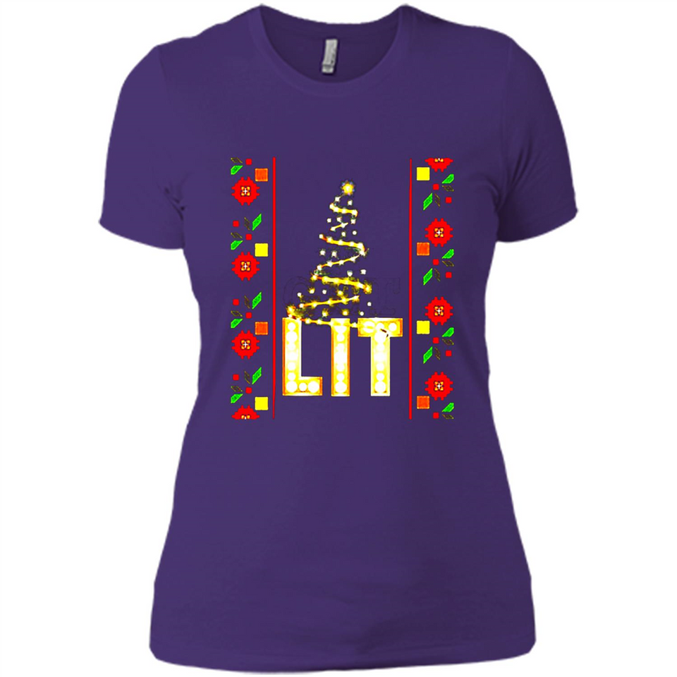 Funny Lets Get Lit Christmas Tree - Ladies' Boyfriend T-Shirt