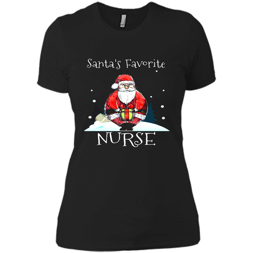 Funny Christmas Nurse Shirt, Santa_s Favorite Nurse - Ladies' Boyfriend T-Shirt