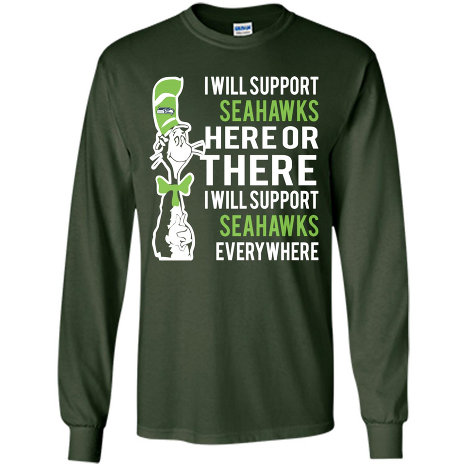 Shirt For Dr Seuss Cat And Seattle Seahawks Fans - Long Sleeve T-Shirt
