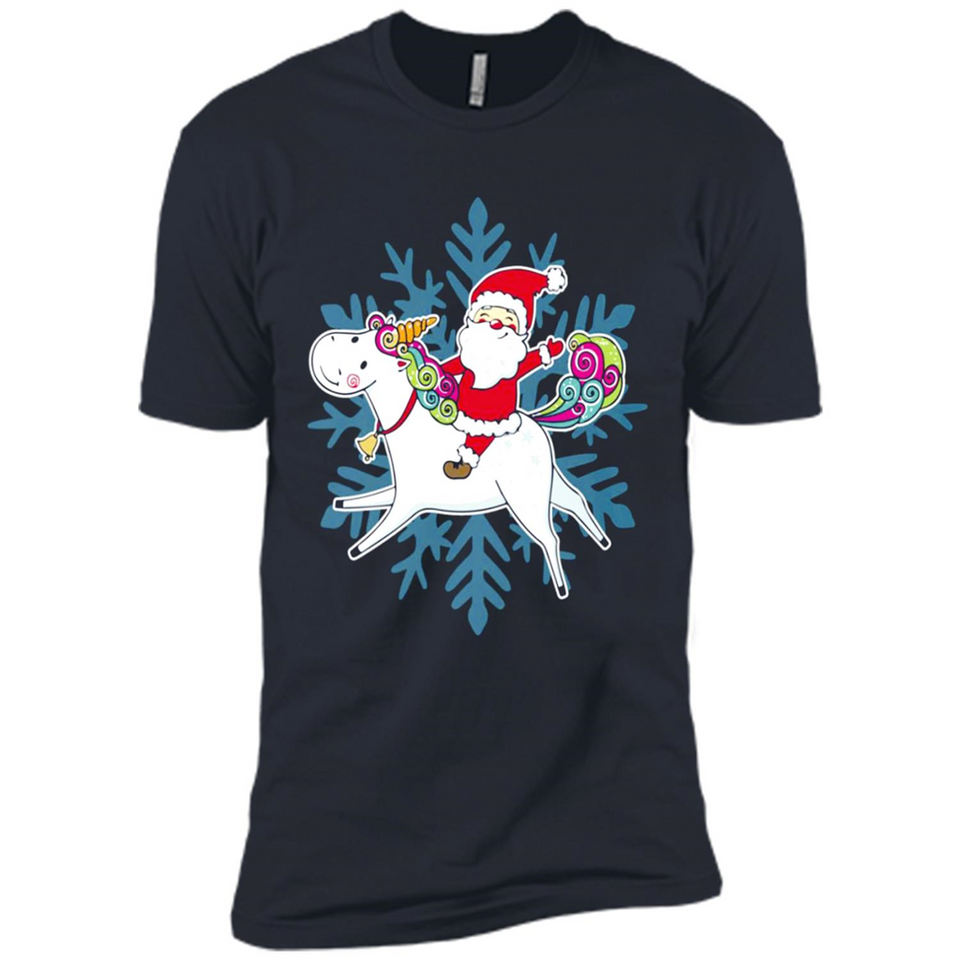 Unicorn And Santa Christmas 1 - Premium Short Sleeve T-Shirt