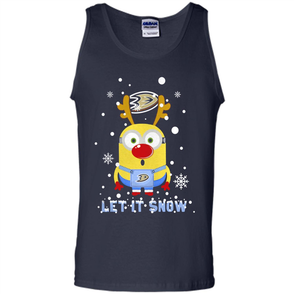 Minion Anaheim Ducks Ugly Christmas Sweater Let it Snow - Tank Top