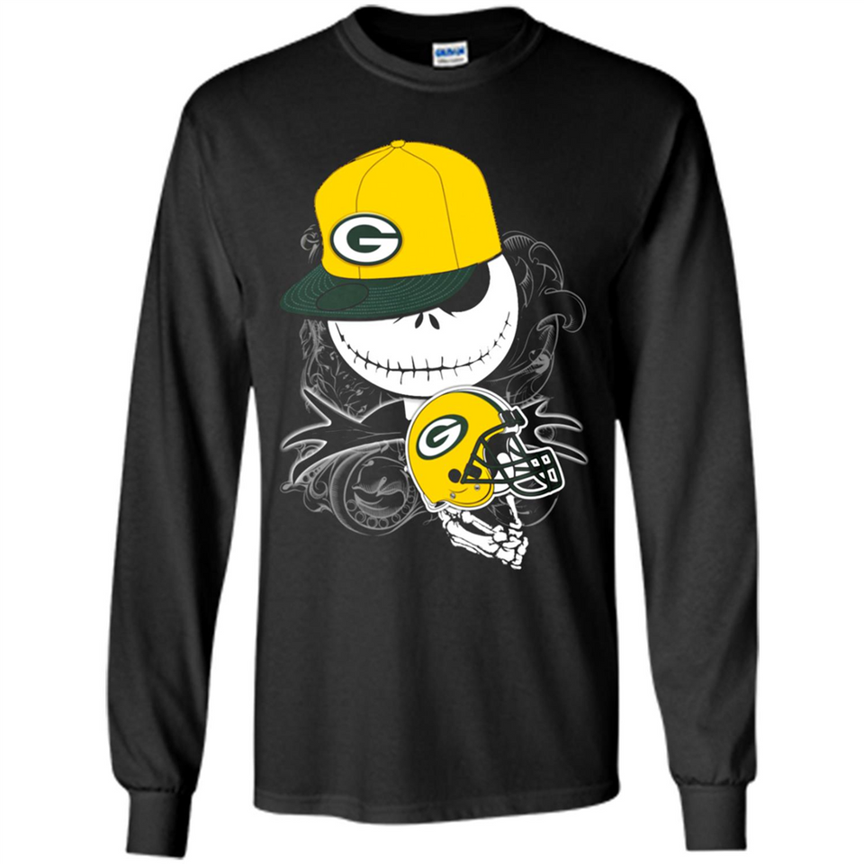 Jack Skellington The Nightmare Before Christmas-Packers Football - Long Sleeve T-Shirt