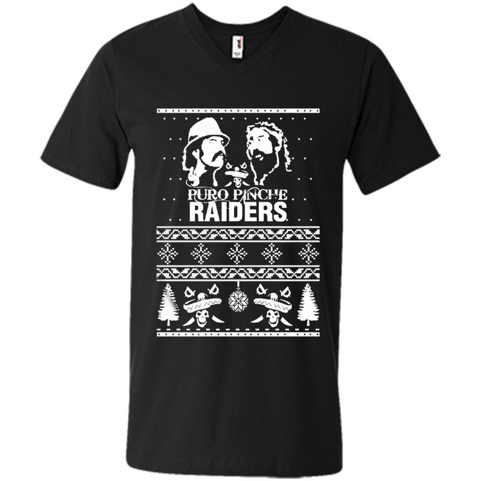 Puro Pinche Raiders Ugly Christmas Sweater - Men's V-Neck