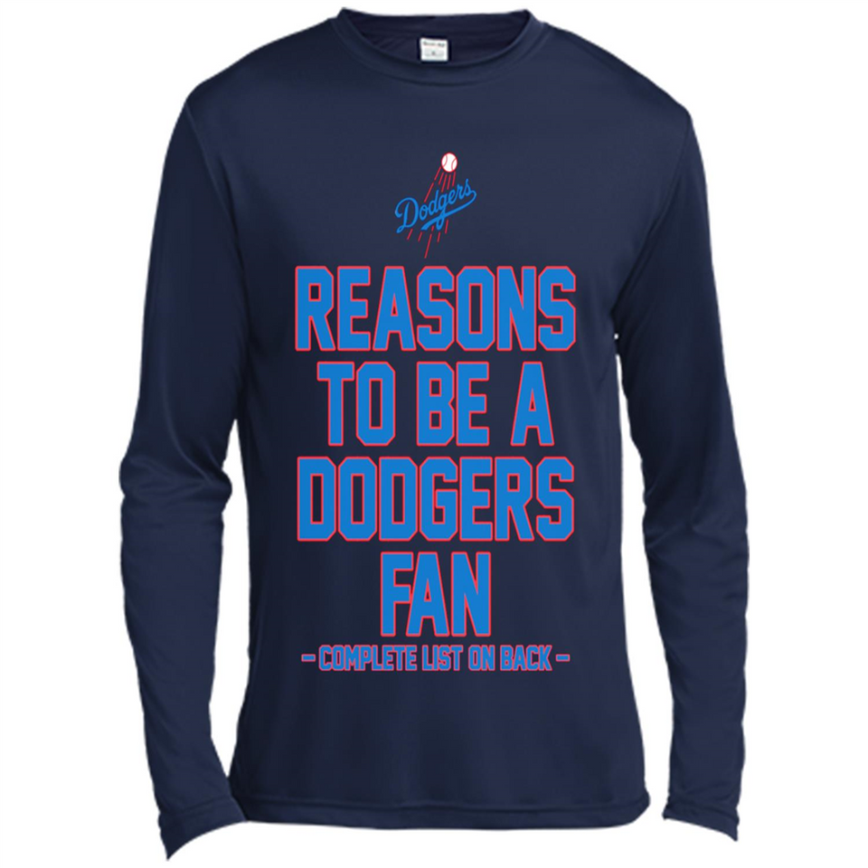 Reasons to be a Los Angeles Dodgers Fan Complete List on Back - Canvas Long Sleeve T-Shirt