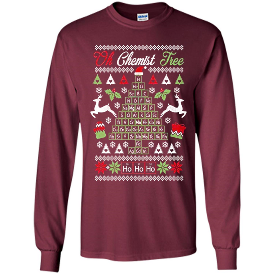 Chemist Tree Shirt Oh Chemistry Tree Ugly Christmas - Long Sleeve T-Shirt