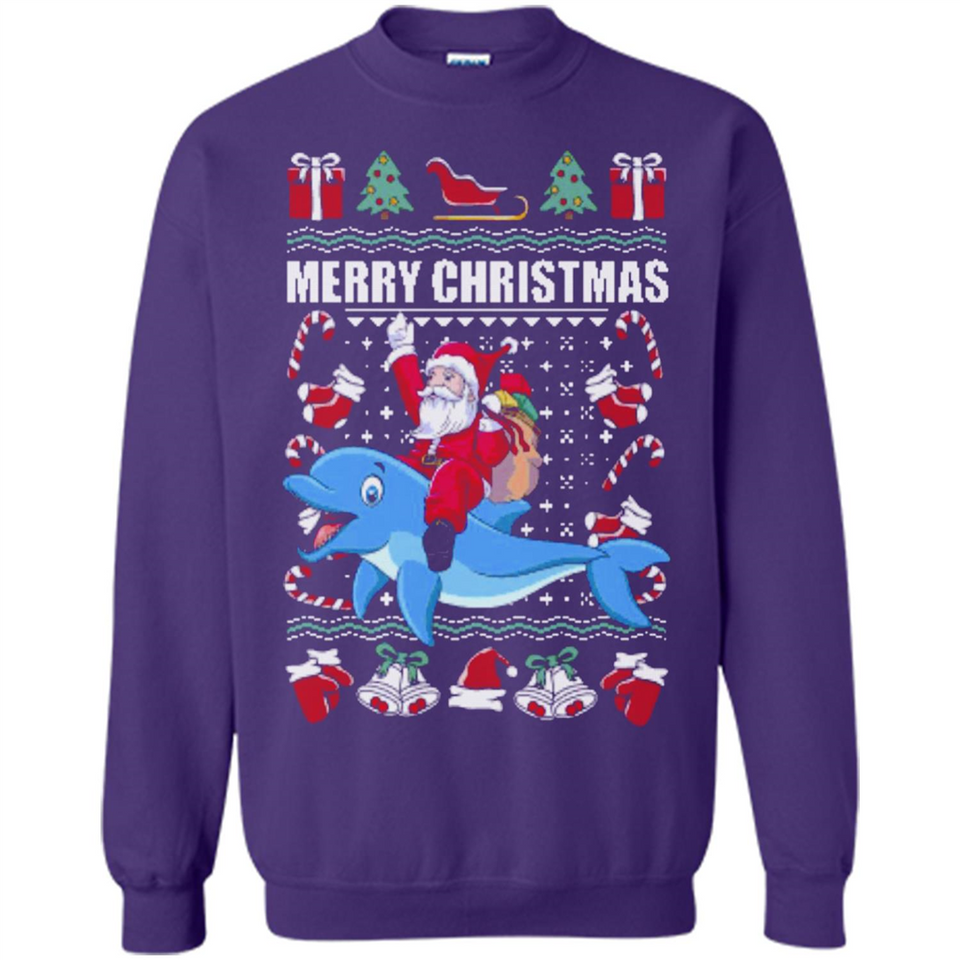 Ugly Christmas Santa Riding Dolphin - Sweatshirt