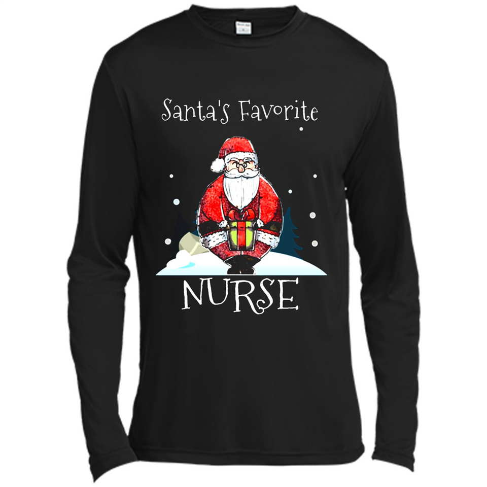 Funny Christmas Nurse Shirt, Santa_s Favorite Nurse - Canvas Long Sleeve T-Shirt