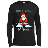 Funny Christmas Nurse Shirt, Santa_s Favorite Nurse - Canvas Long Sleeve T-Shirt