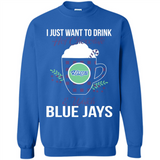 I Just Want To Drink Hot Chocolate & Watch Toronto Blue Jays Ugly Christmas Sweater PINGPONG