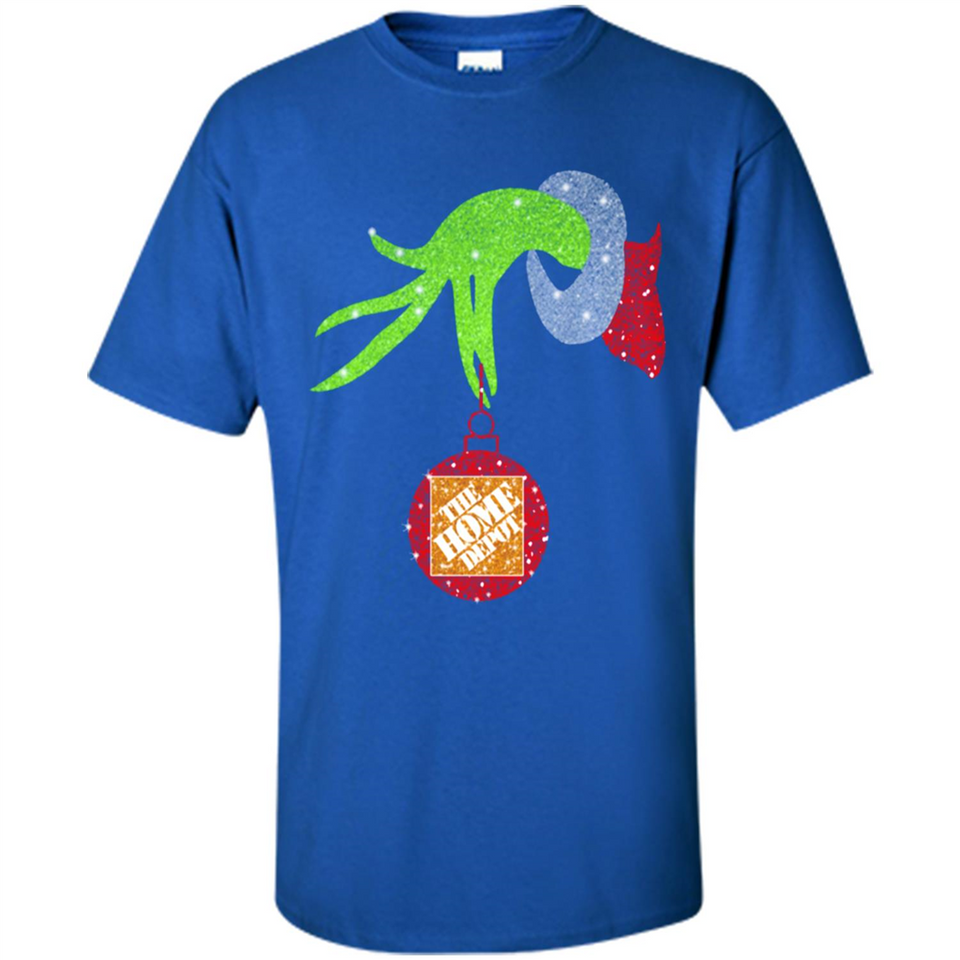 Grinch hand holding Logo HomeDepot Glitter Christmas - Shirt