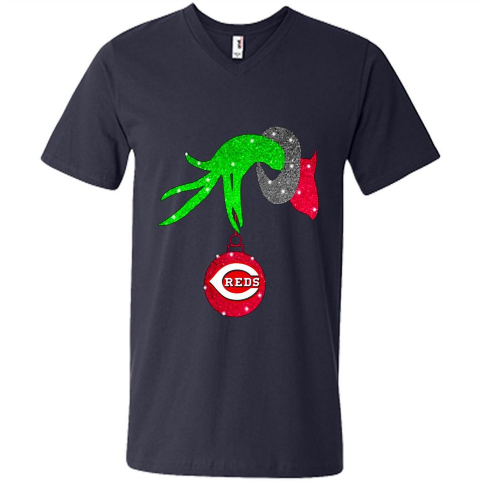 GRINCH HAND HOLDING CINCINNATI REDS GLITTER CHRISTMAS PINGPONG
