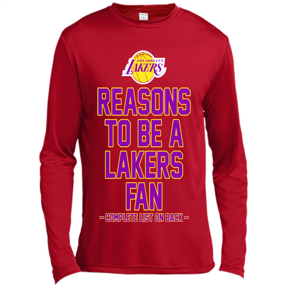 Reasons to be a Los Angeles Lakers Fan Complete List on Back - Canvas Long Sleeve T-Shirt