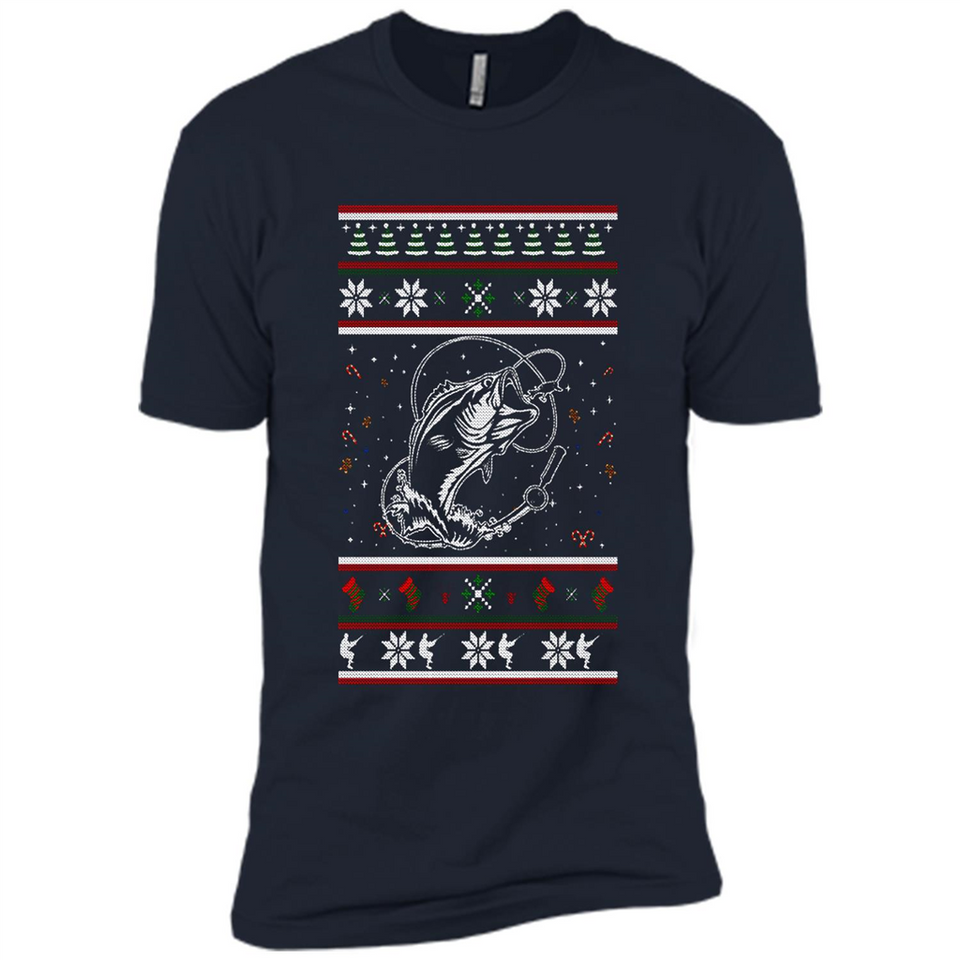 Christmas Ugly Sweater Fishing Ugly Christmas Sweater - Premium Short Sleeve T-Shirt