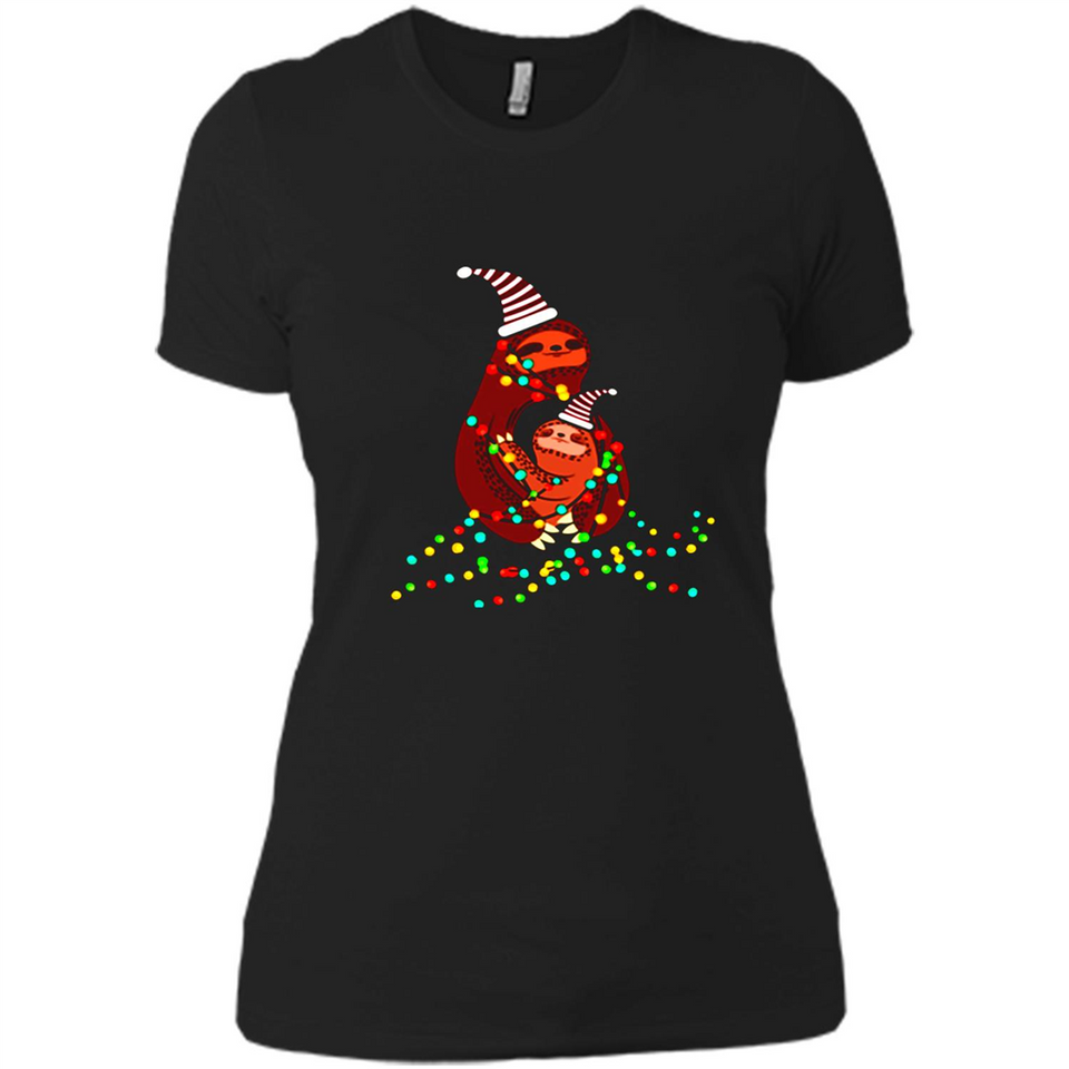 Christmas Lights Sloth Long Sleeve Santa Sloth - Ladies' Boyfriend T-Shirt
