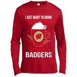 I Just Want To Drink Hot Chocolate & Watch Wisconsin Badgers Ugly Christmas Sweater PINGPONG