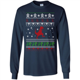 Dinosaur and Santa Ugly Christmas Sweater - Long Sleeve T-Shirt