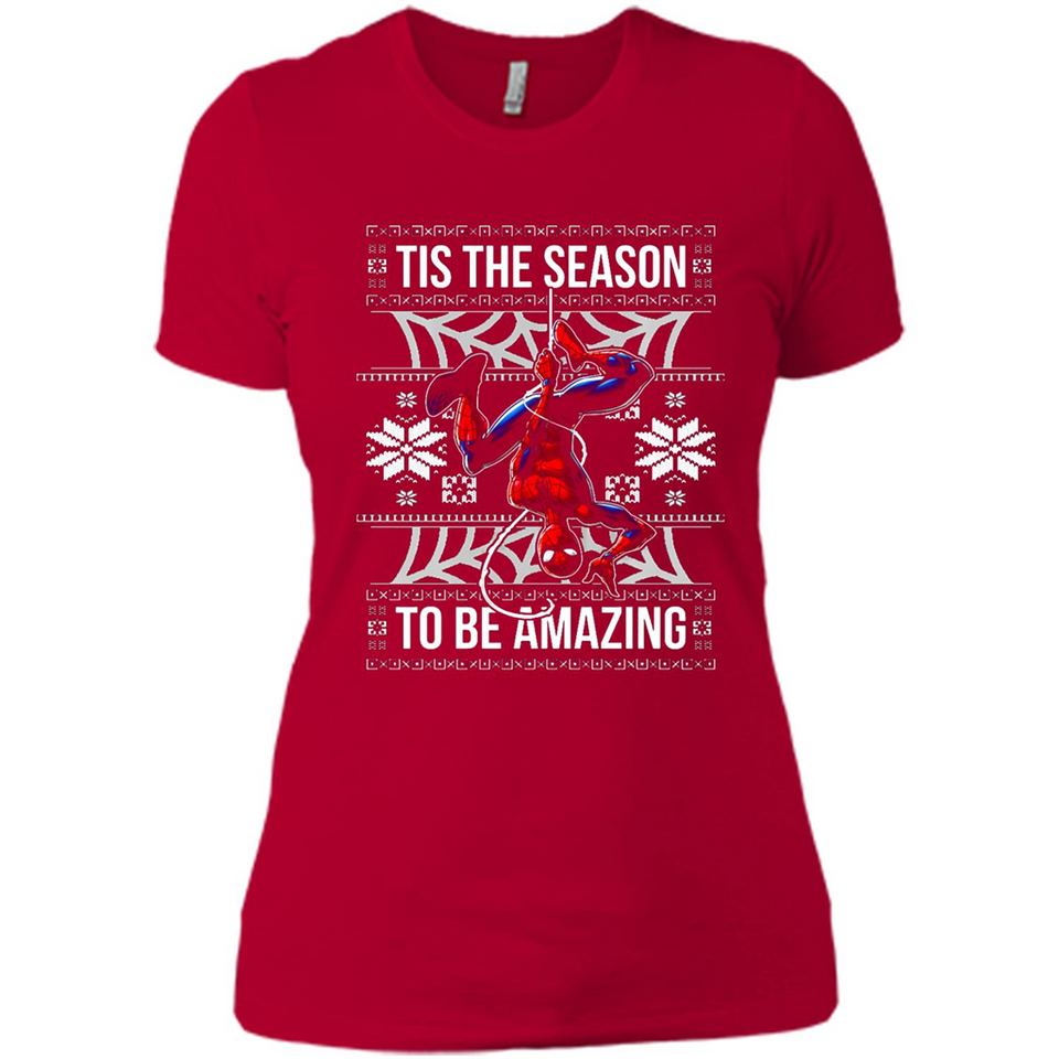 Marvel Spider Man Tis The Season To Be Amazing Ugly Christmas Mug PINGPONG - Ladies' Boyfriend T-Shirt
