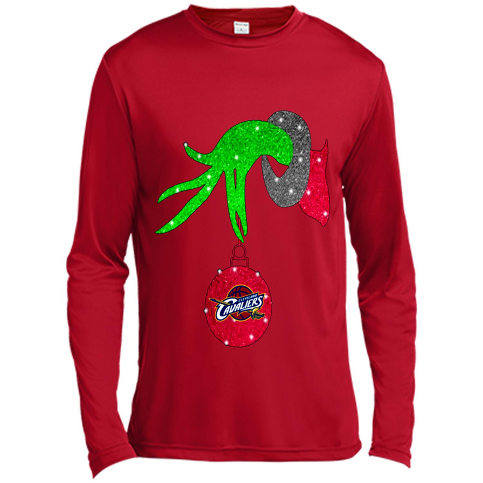 GRINCH HAND HOLDING CLEVELAND CAVALIERS GLITTER CHRISTMAS PINGPONG