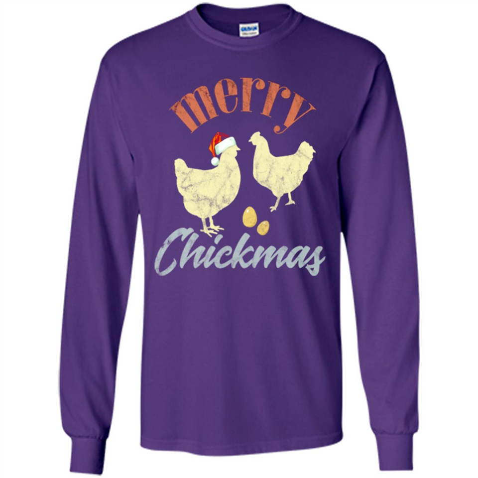 Christmas Chicken Vintage Shirt Funny Santa Hen Farmer Lover - Long Sleeve T-Shirt