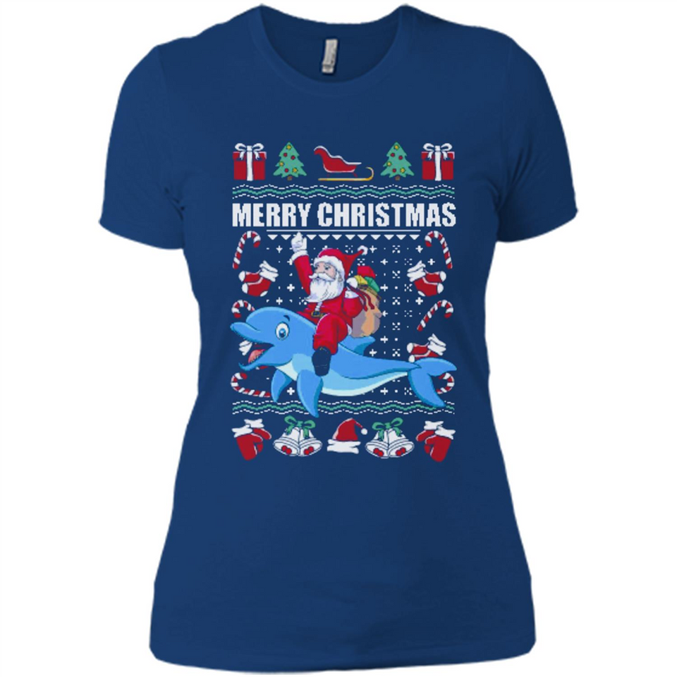 Ugly Christmas Santa Riding Dolphin - Ladies' Boyfriend T-Shirt