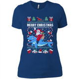 Ugly Christmas Santa Riding Dolphin - Ladies' Boyfriend T-Shirt