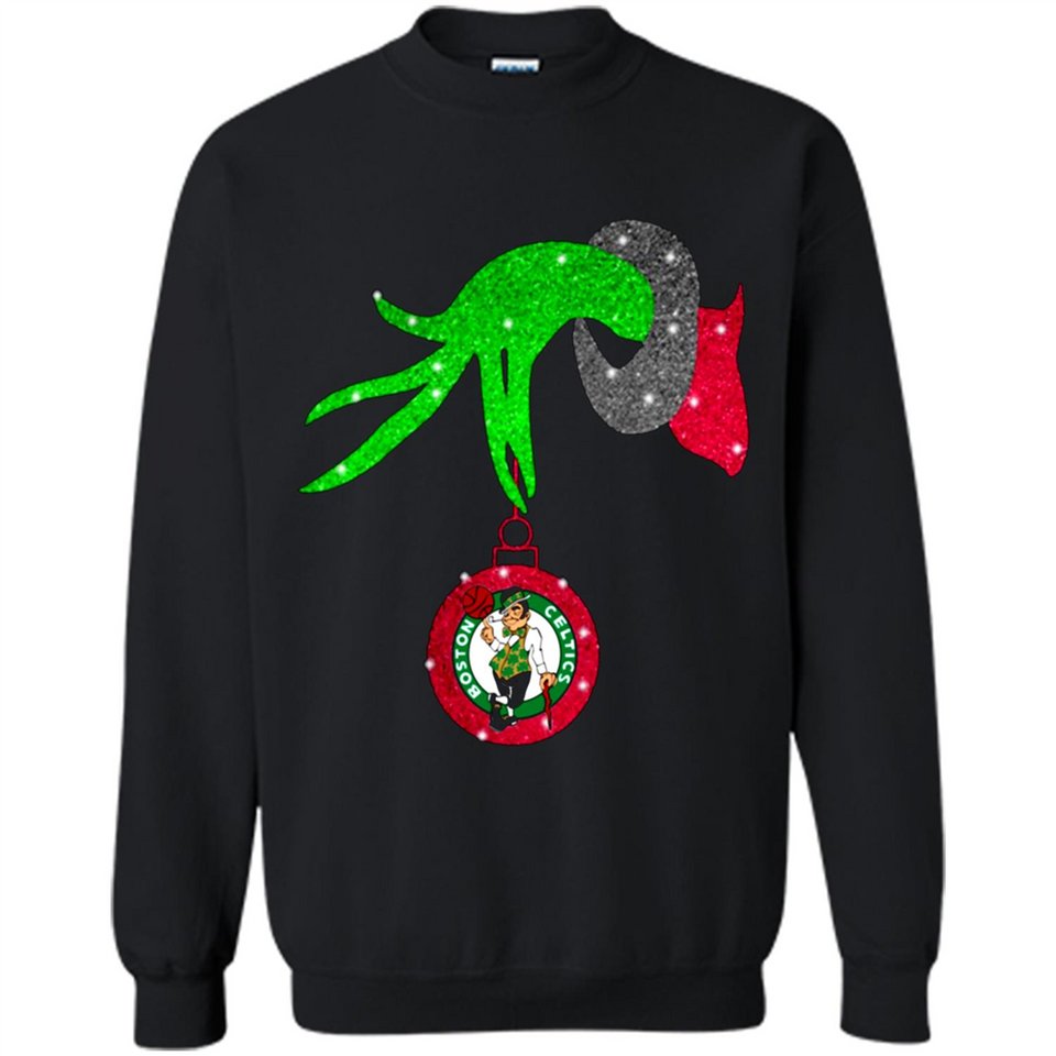 GRINCH HAND HOLDING BOSTON CELTICS NBA GLITTER CHRISTMAS PINGPONG