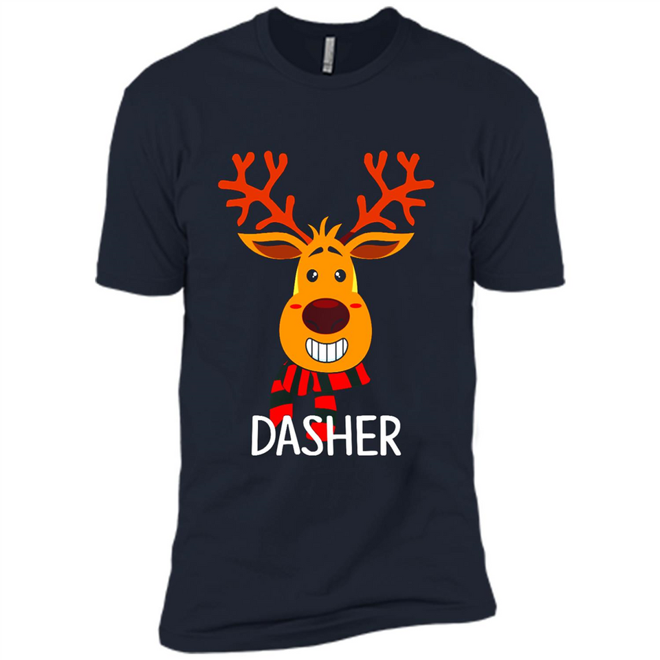 Dasher Reindeer Santa Claus Funny Xmas Holiday T-Shirt - Premium Short Sleeve T-Shirt