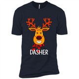 Dasher Reindeer Santa Claus Funny Xmas Holiday T-Shirt - Premium Short Sleeve T-Shirt