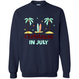 Christmas In July Shirt Surfing Palm Trees Surfboard - Sweatshirt