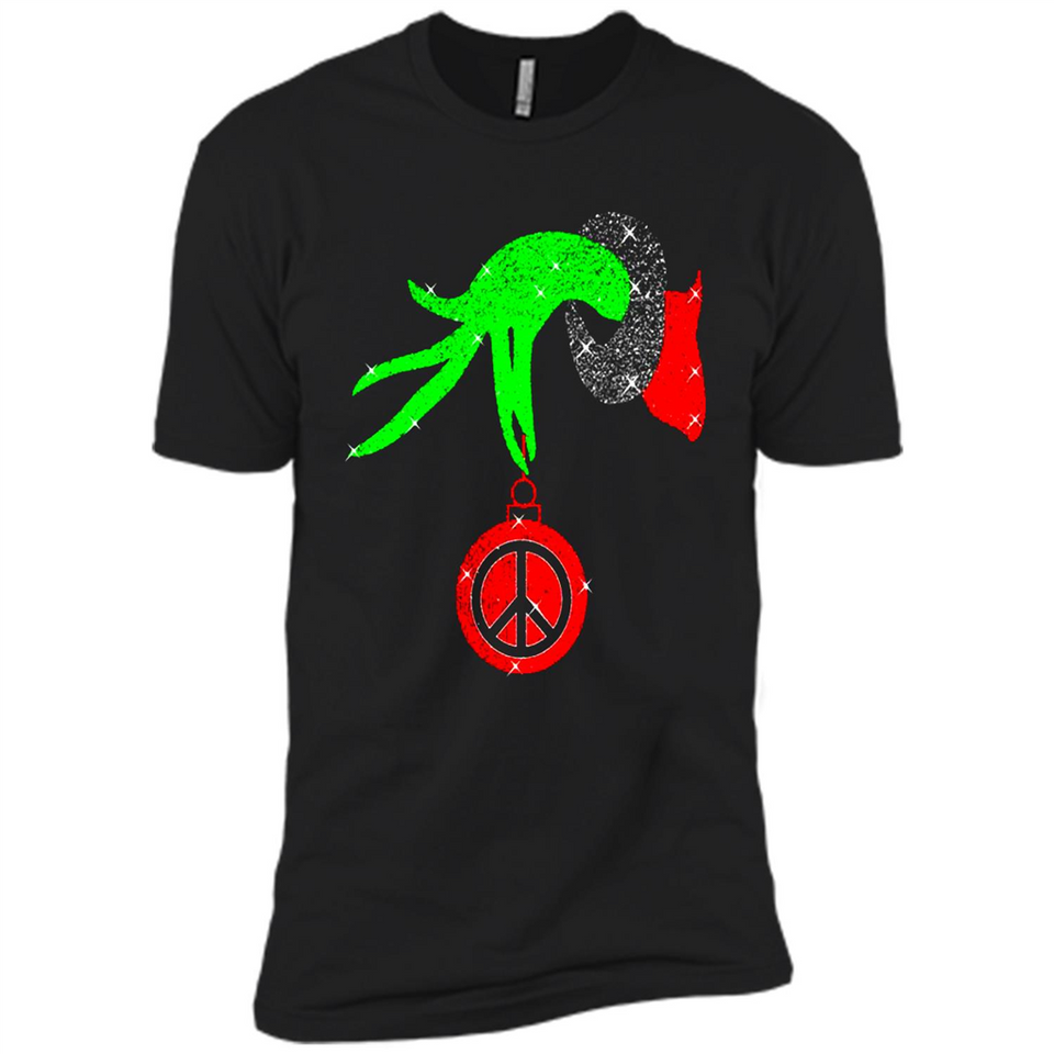 Christmas The Grinch Hand Holding Hippie Ornament - Premium Short Sleeve T-Shirt