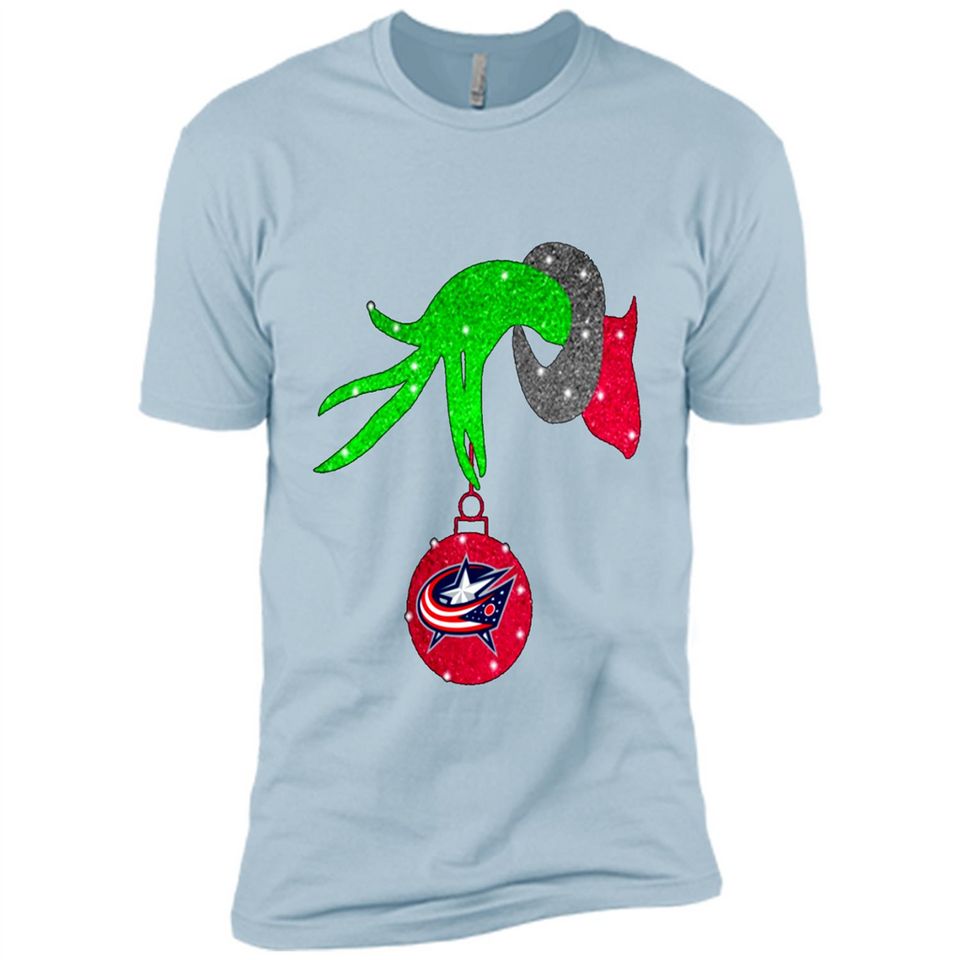 GRINCH HAND HOLDING COLUMBUS BLUE JACKETS GLITTER CHRISTMAS PINGPONG