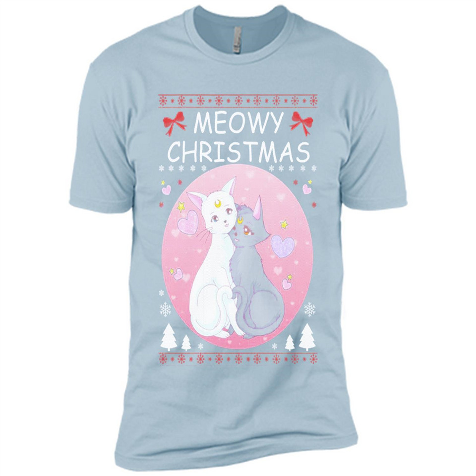 Sailor Moon Yin Yang Cat Love Ugly Christmas Sweater - Premium Short Sleeve T-Shirt
