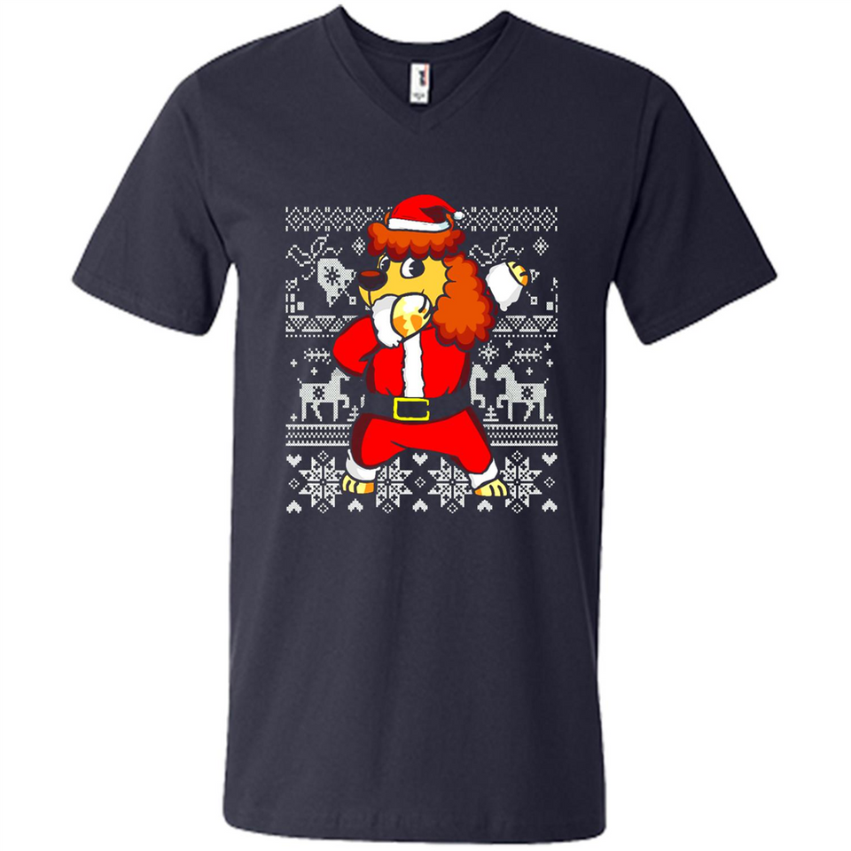 Dabbing Poodle Santa Christmas Holiday Sweatshirt - Men's V-Neck