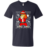Dabbing Poodle Santa Christmas Holiday Sweatshirt - Men's V-Neck