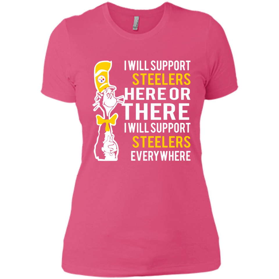 Shirt For Dr Seuss Cat And Pittsburgh Steelers Fans - Ladies' Boyfriend T-Shirt