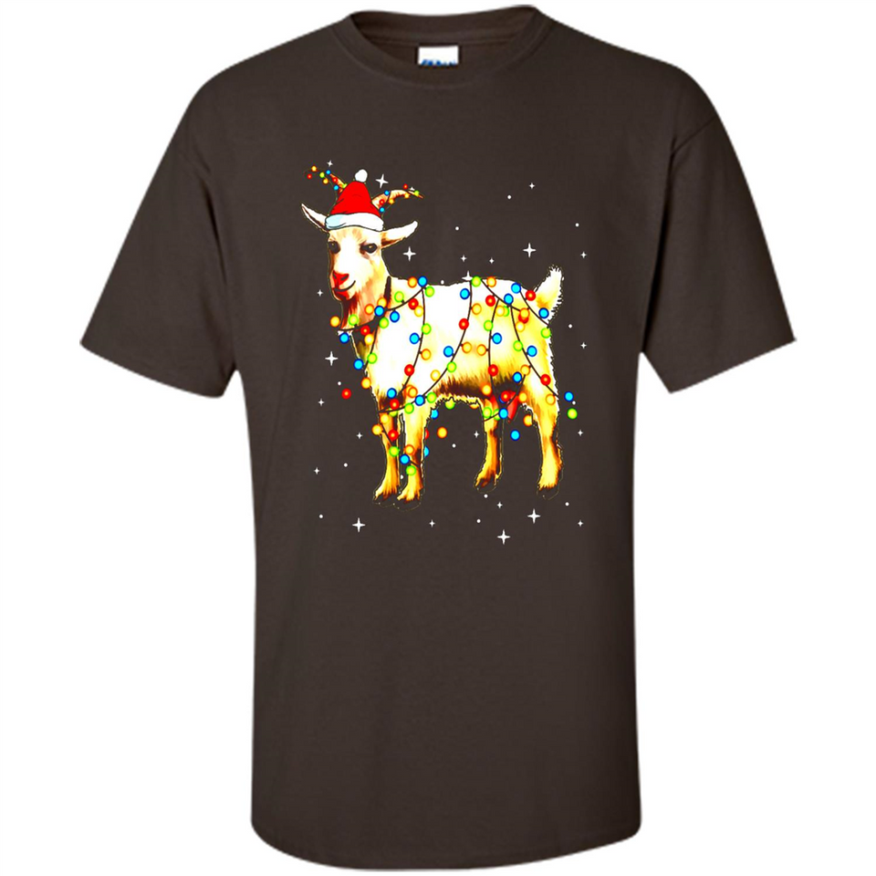 Christmas Lights Goat Wearing Santa Hat T-Shirt - Shirt
