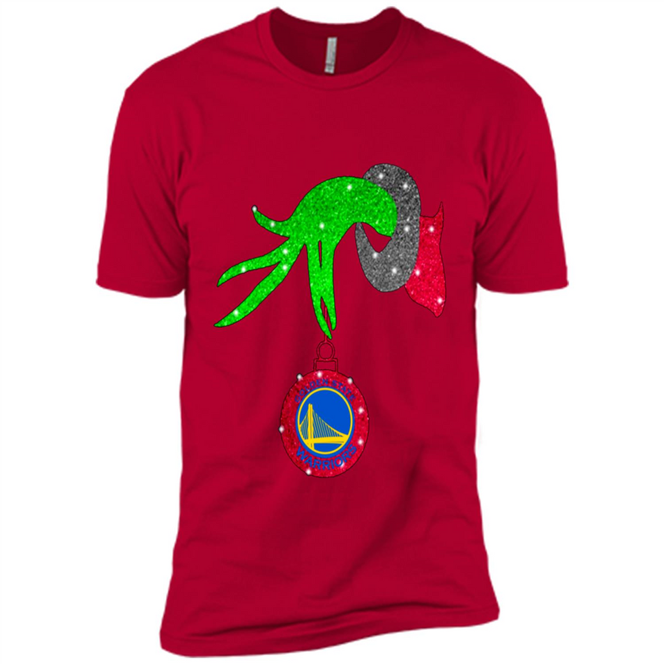 GRINCH HAND HOLDING GOLDEN STATE WARRIORS GLITTER CHRISTMAS PINGPONG